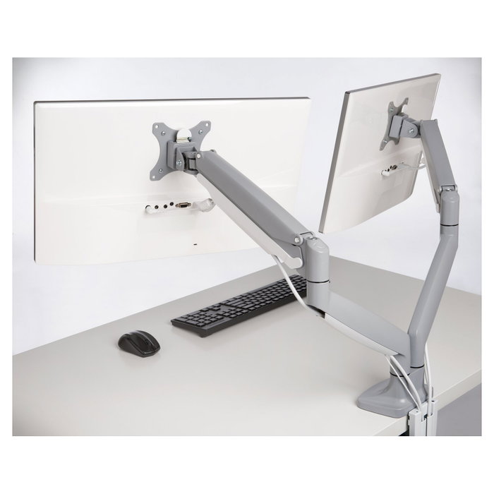 Kensington Brazo Dual SmartFit de Altura Ajustable para Monitores de 13-32 pulgadas, Gris