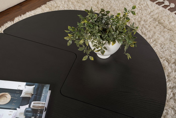 Nordure Mesa de Café Wood Black Ø90 x 41 cm Tablero de Partículas Recubierto de Melamina