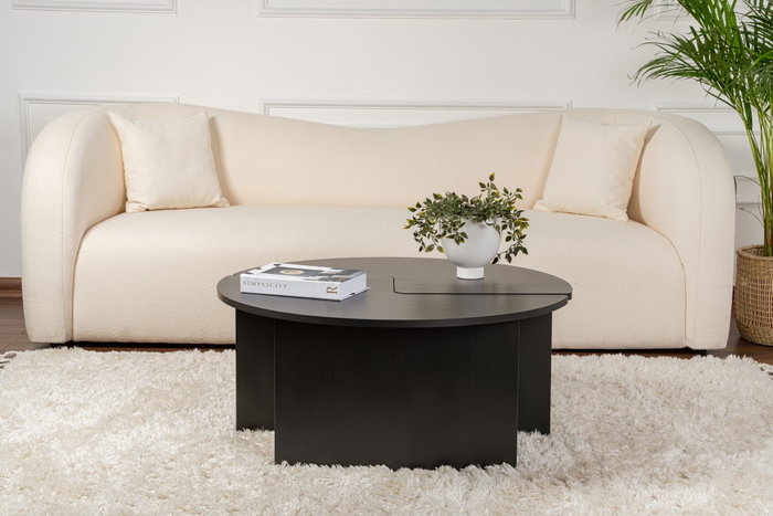 Nordure Mesa de Café Wood Black Ø90 x 41 cm Tablero de Partículas Recubierto de Melamina