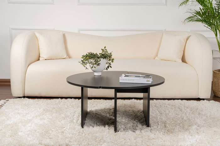 Nordure Mesa de Café Wood Black Ø90 x 41 cm Tablero de Partículas Recubierto de Melamina