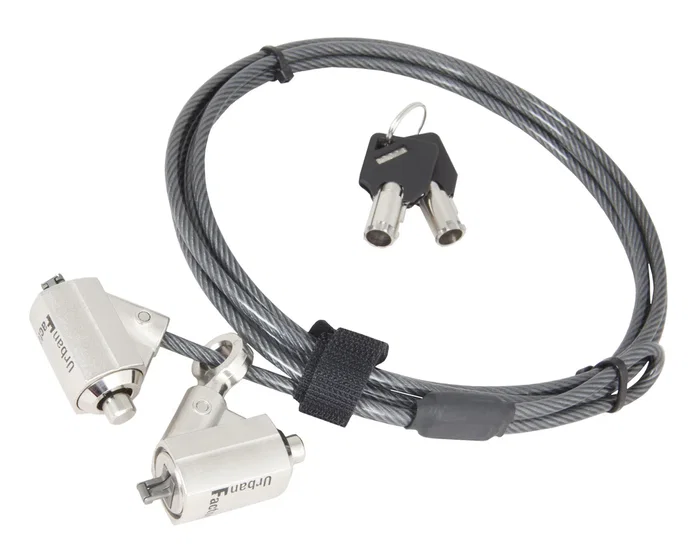 Urban Factory CRS02UF Cable Antirrobo con Llave Redonda - PVC Negro - 2 Metros de Longitud