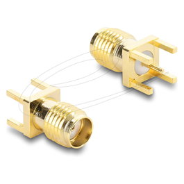 DeLOCK 67411 Adaptador SMA Hembra Derecho en Oro