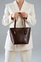 Vince Camuto Piedmont - Bolso de Hombro Marrón de Cuero de Polivinilo para Mujer, Elegante y Duradero, 30x14x23 cm