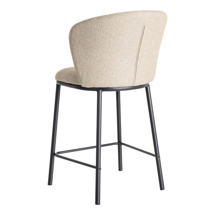 Taburete Espiga Beige Tejido-Metal Salón 55 X 55 X 96 cm (Set de 2)