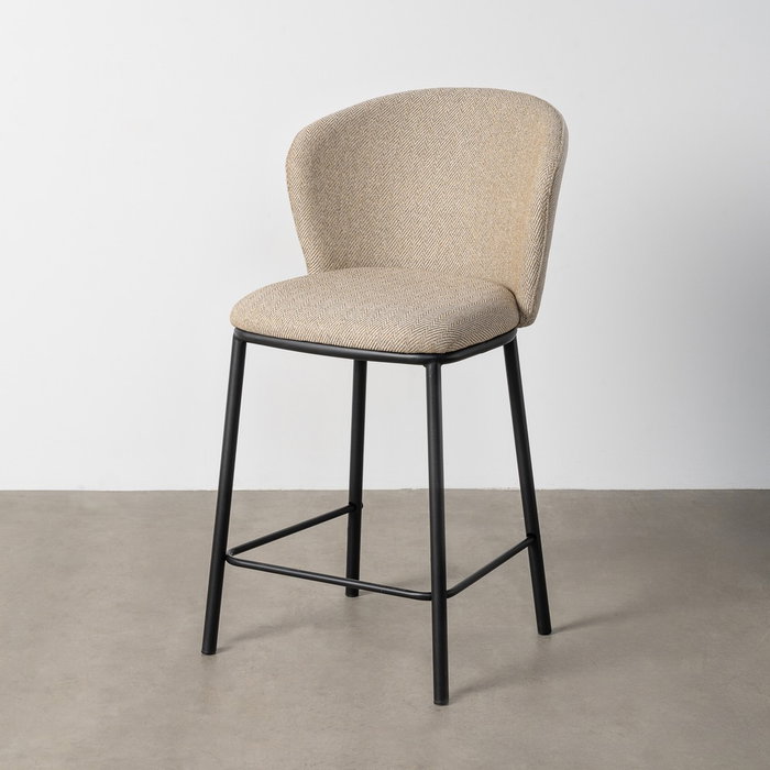 Taburete Espiga Beige Tejido-Metal Salón 55 X 55 X 96 cm (Set de 2)