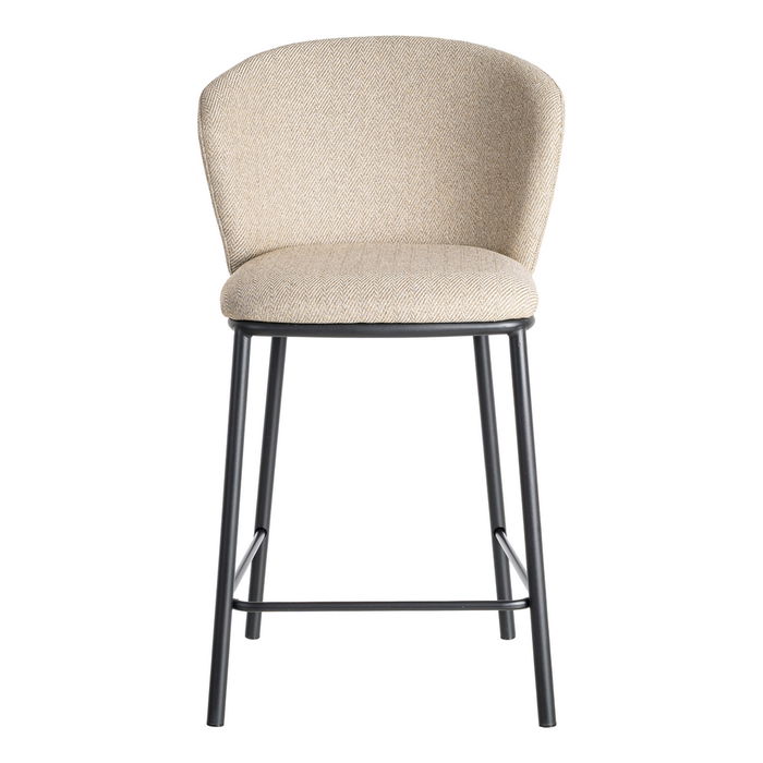 Taburete Espiga Beige Tejido-Metal Salón 55 X 55 X 96 cm (Set de 2)