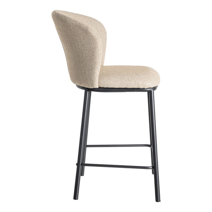 Taburete Espiga Beige Tejido-Metal Salón 55 X 55 X 96 cm (Set de 2)