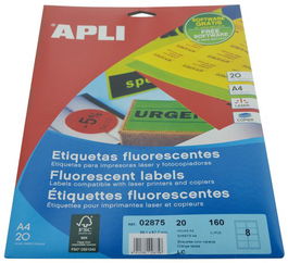Etiquetas Adh.Impr.Apli A4 Fluor Naranja Ls-Cp C.Romos Blister 20H 99,1X67,7 Mm 160 Uds.(02875)