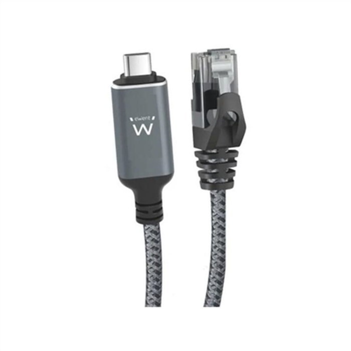 Ewent Cable Ethernet RJ45 a USB-C 3.2 Gen1 CAT 6 de 1,5 m, Negro/Gris