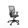 Silla de oficina Motilla con mecanismo Sincro/Traslack tapizada con Tela color Gris oscuro y malla color Gris. Equipada con lumbar 1D, Brazos 1D y Ruedas 65mm nailon
