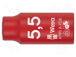 WERA Vaso aislado de 6 ángulos HEX 5,5 mm 1/4 pulgadas