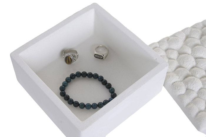 DKD Home Decor Joyero Set 2 Cemento 18x18x12 Blanco