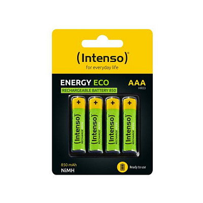 Intenso Baterías Recargables AAA Ni-MH HR03 850mAh - Paquete de 4 unidades en Blister (7505114)