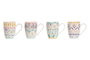 DKD Home Decor Set de 12 Tazas de Porcelana Boho Surtidas 400ml