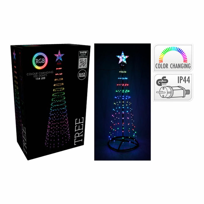 Basics Árbol de Navidad con 154 LEDs RGB Digitales, Negro, Exterior, 1,5 m Basics Árbol de Navidad con 154 LEDs RGB Digitales, Negro, Exterior, 1,5 m