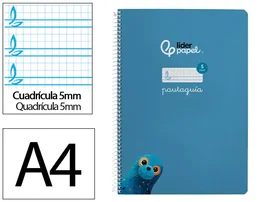 Liderpapel Cuaderno Espiral A4 Pautaguía Tapa Blanda 80 Hojas 75gr Cuadro Pautado 5mm Azul