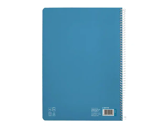 Liderpapel Cuaderno Espiral A4 Pautaguía Tapa Blanda 80 Hojas 75gr Cuadro Pautado 5mm Azul