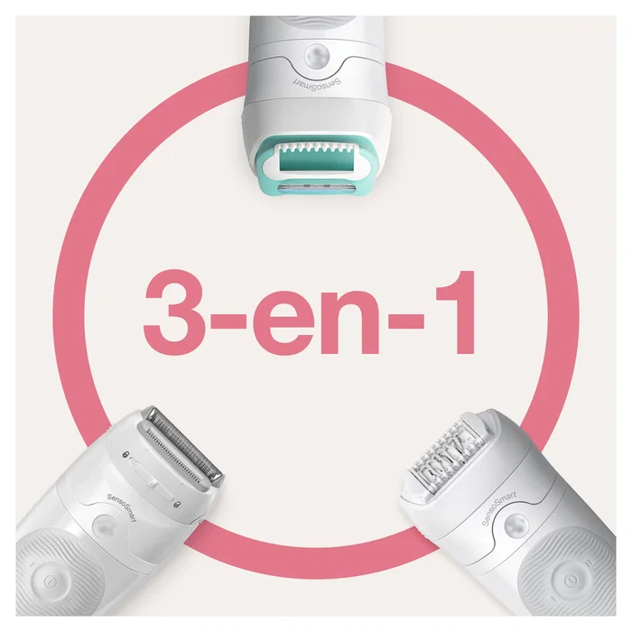 Braun Silk-épil 5 Depiladora Eléctrica 81770430 para Mujer - 28 Pinzas MicroGrip, Afeitadora Recortadora Incluida, Uso Húmedo y Seco, Color Blanco