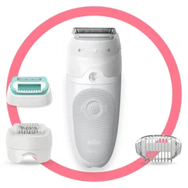Braun Silk-épil 5 Depiladora Eléctrica 81770430 para Mujer - 28 Pinzas MicroGrip, Afeitadora Recortadora Incluida, Uso Húmedo y Seco, Color Blanco