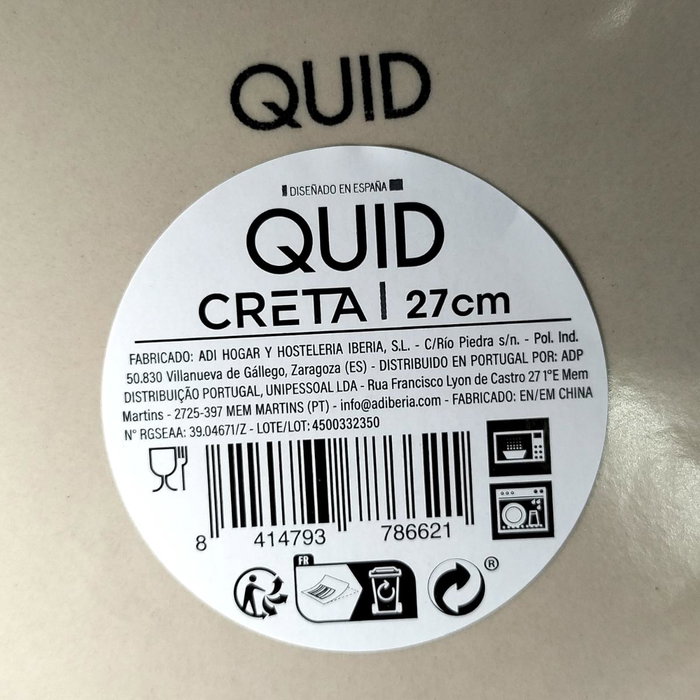 Quid Plato Llano Cerámico Creta 27 cm Beige