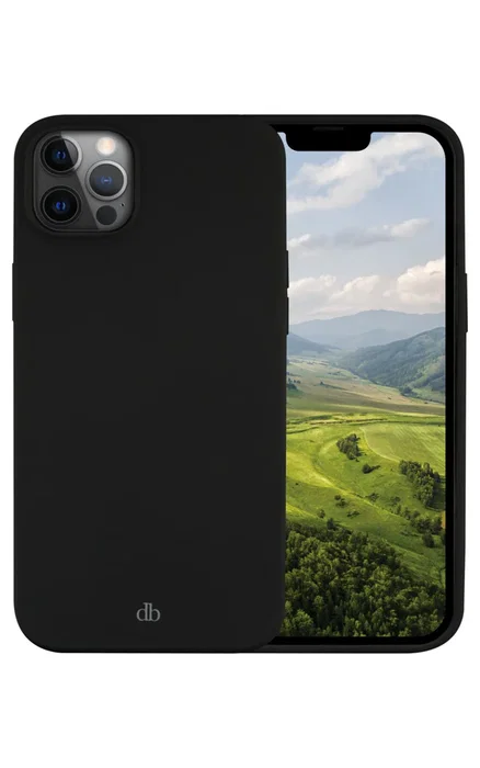 Dbramante1928 Costa Rica Funda Trasera Silicona y Plástico Reciclado Negro para Apple iPhone 12 y iPhone 12 Pro - Resistente a Impactos, Compatible con Carga Inalámbrica