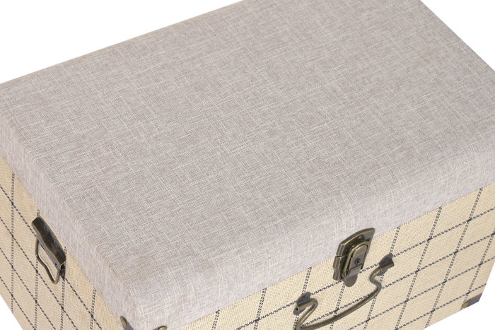 DKD Home Decor Baul Scandi Beige Negro 40 x 38 x 60 cm Set 3
