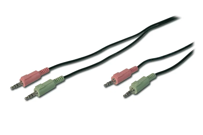 ASSMANN Cable KVM KitCable Audio para Video, Teclado y Ratón AK 82102 - 3 m, Negro, Conectores 2x 3.5mm Macho/Macho
