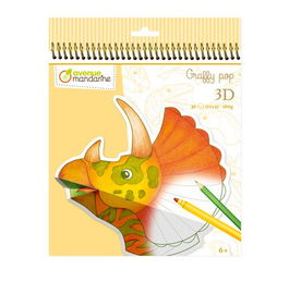Cuaderno Avenue Mandarine Graffy Pop 3D Para Colorear Dinosaurios (+6 Años)