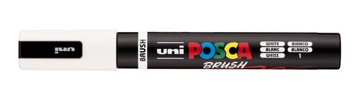 POSCA PC-5BR Brush Marcador Punta de Pincel Semiflexible Blanco