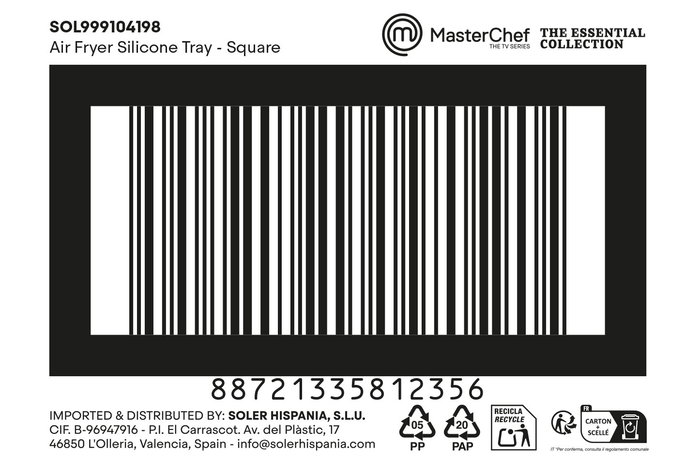 Inde Molde de Silicona Cuadrado para Freidora de Aire, Dimensiones 19.7x7.7 cm (12 Unidades)