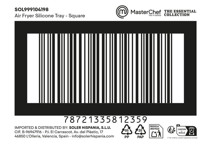 Inde Molde de Silicona Cuadrado para Freidora de Aire, Dimensiones 19.7x7.7 cm (12 Unidades)