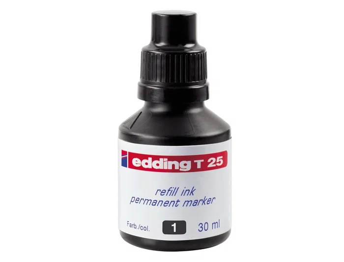 Edding 25 Frasco de Tinta para Rotulador Permanente 30 mL Negro Edding 25 Frasco de Tinta para Rotulador Permanente 30 mL Negro