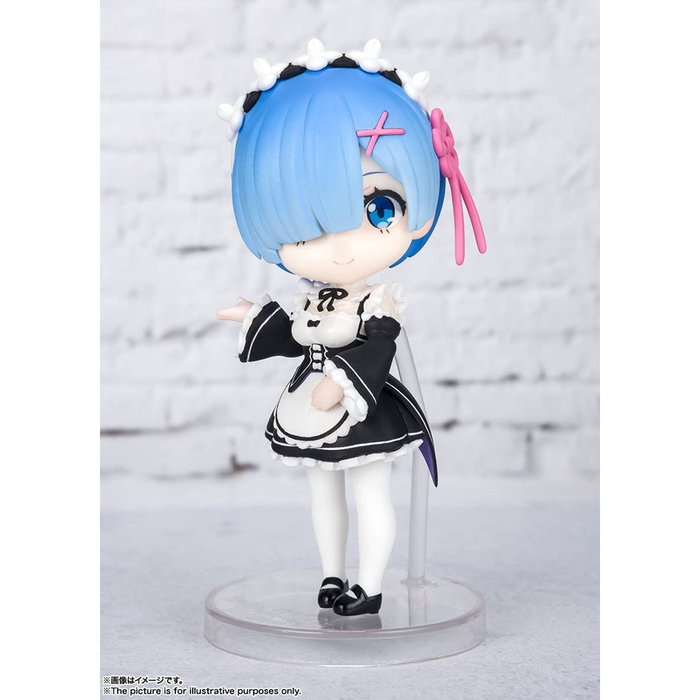Tamashii Nations Figura Figuarts Mini - Re:Zero Starting Life in Another World - Rem - PVC 9 cm con brazos alternativos y base de exposición