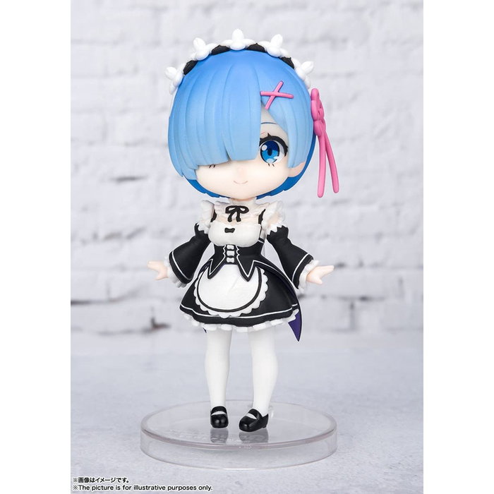 Tamashii Nations Figura Figuarts Mini - Re:Zero Starting Life in Another World - Rem - PVC 9 cm con brazos alternativos y base de exposición