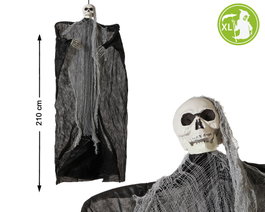 Decoracion Colgante Esqueleto Con Capa XL 210 cm - Colgante Grande para Decoracion de Halloween, Jardin o Escaparate, 2.1 metros