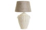 DKD Home Decor Lámpara Sobremesa Tropical Blanco Marron Claro Ratán Lino 42 x 70 x 42 cm