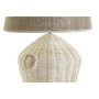 DKD Home Decor Lámpara de Sobremesa Ratán y Lino Blanco