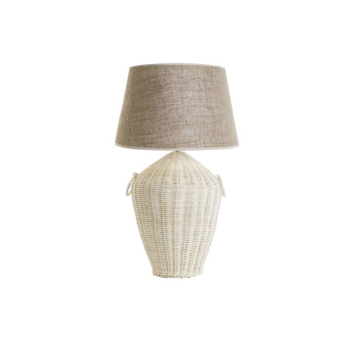 DKD Home Decor Lámpara de Sobremesa Ratán y Lino Blanco DKD Home Decor Lámpara de Sobremesa Ratán y Lino Blanco