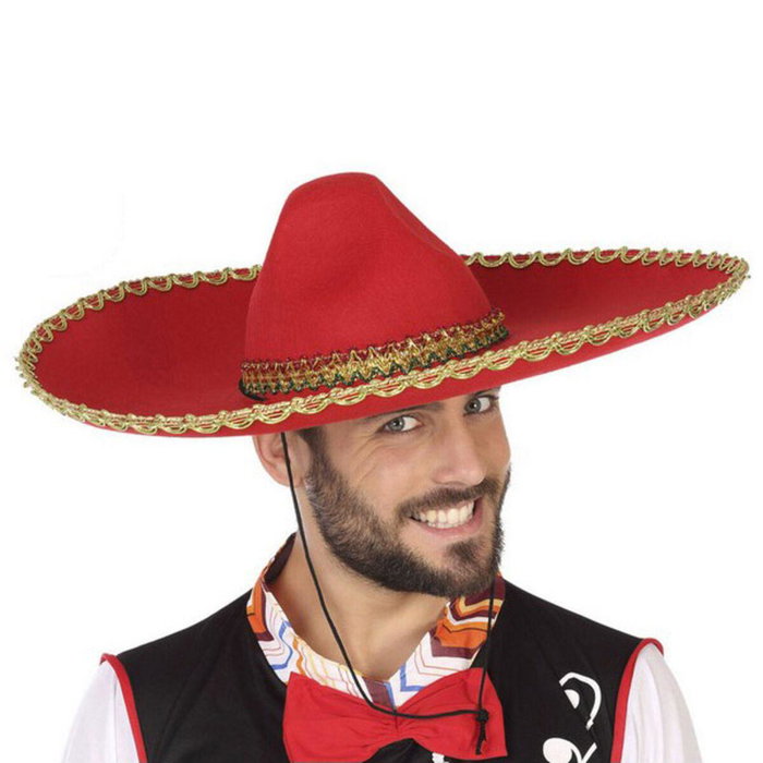 Sombrero Mariachi Mexicano 58 cm Diámetro Rojo Sombrero Mariachi Mexicano 58 cm Diámetro Rojo