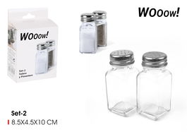 Wooow Set-2 Salero Y Pimentero Privilege 4 cm x 8.5 cm x 9.7 cm (24 Unidades)