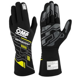 Omp IB0-0777-B01-178-XL Guantes Deportivos Ignífugos My2025 FIA 8856-2018 Negro/Amarillo Fluo Talla XL