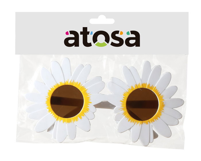 Gafas de sol hippie años 60 flores blancas