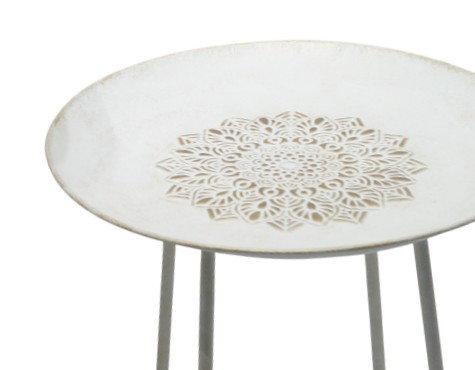 DKD Home Decor Set de 2 Mesitas Auxiliares Mandala Blanco y Dorado