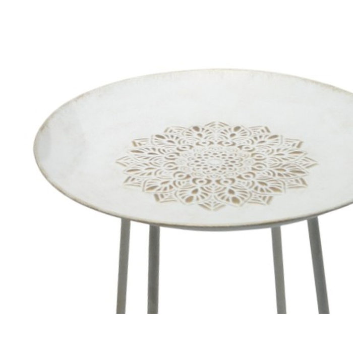 DKD Home Decor Set de 2 Mesitas Auxiliares Mandala Blanco y Dorado