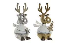 DKD Home Decor Figura de Metal Reno con Gafas Surtida