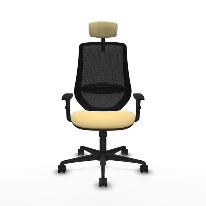 PIQUERAS Y CRESPO Silla de oficina Mardos con mecanismo Sincro, Crema y Negro
