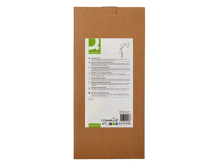 Q-Connect Antares - Lámpara de Escritorio Metálica con Pinza, Brazo Doble de 3 Articulaciones, Interruptor, 40W (Compatible LED), Color Negro