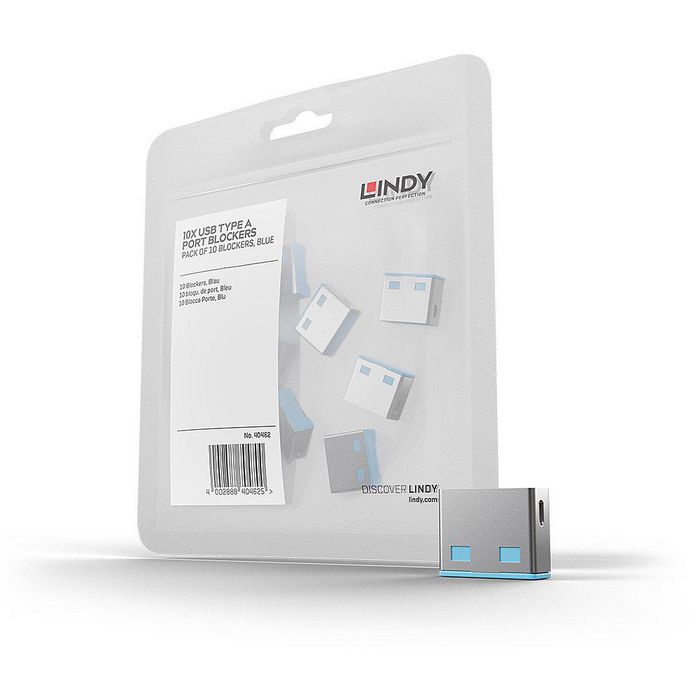 Lindy Bloqueador de Puertos USB (sin llave) - Paquete de 10, Código de Color: Azul Lindy Bloqueador de Puertos USB (sin llave) - Paquete de 10, Código de Color: Azul