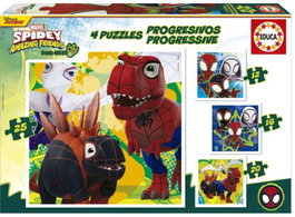Educa Puzzles progresivos Dino Spidey 12+16+20+25 piezas