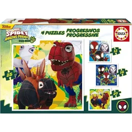 Educa Puzzles Progresivos Dino Spidey EDU8412668203433 - 12+16+20+25 piezas